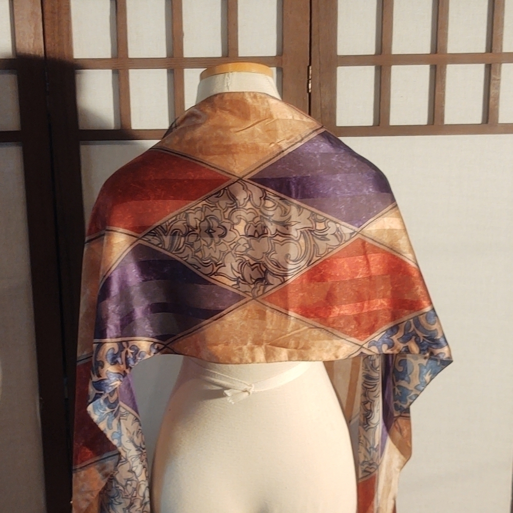 Gold and Royal Blue Sheer Scarf